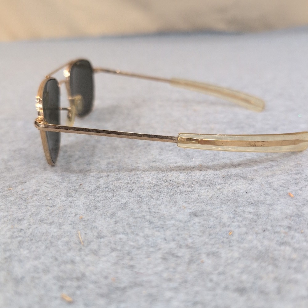 General Optical Aviator Sunglasses Gold Tone Frame Dark Gray Lens Pilot Style - Picture 4 of 8